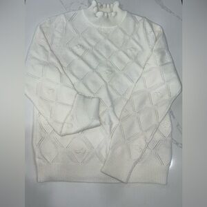 Nanette Lepore Cream Diamond Knit Sweater